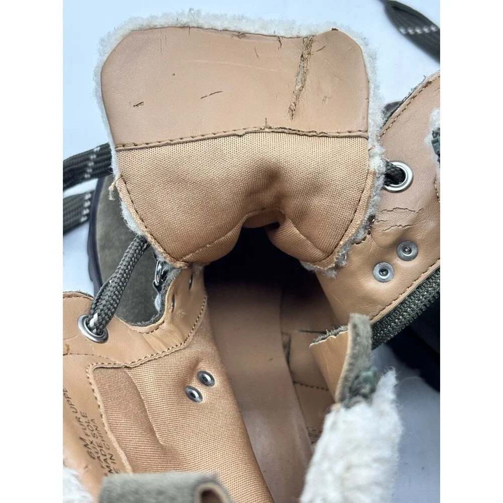 Rebecca Minkoff Jaylin Olive Green Combat Boots Leather Fur Lined Women’s Sz 6 M